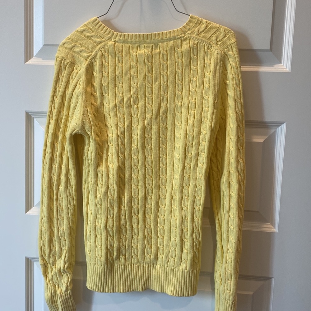 Vintage Lilly Pulitzer Cable Knit Sweater in Sunny Yellow w Teal Palm Tree Sz M - Picture 3 of 5